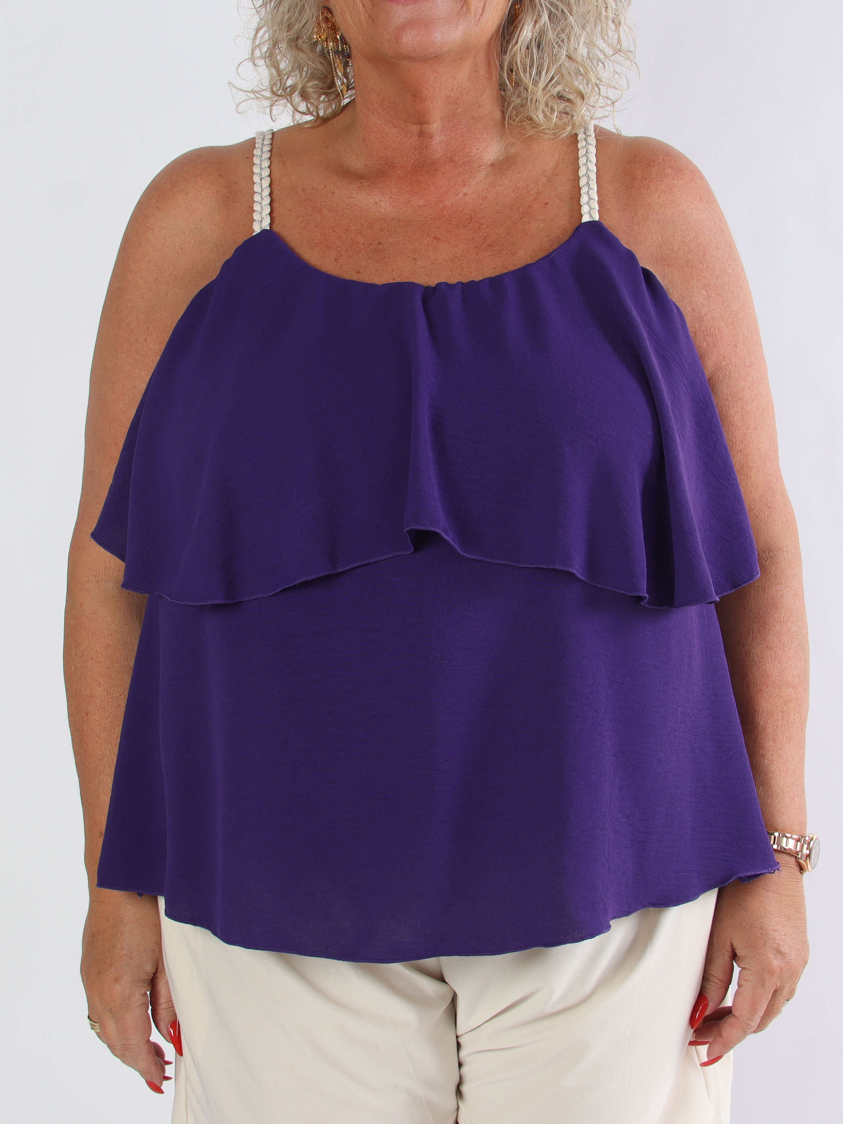 Blanca Top - Plus size topp med volanger och flätade band